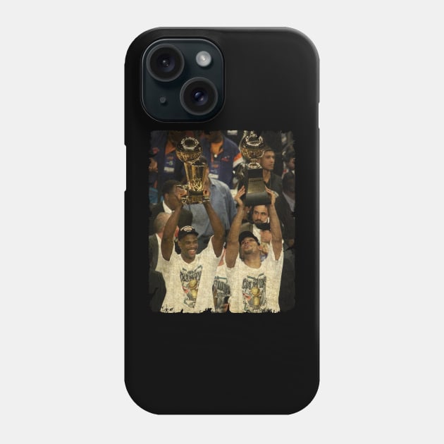 David Robinson vs Tim Duncan, Celebrating Their 1999 NBA Championship. Phone Case by Wendyshopart