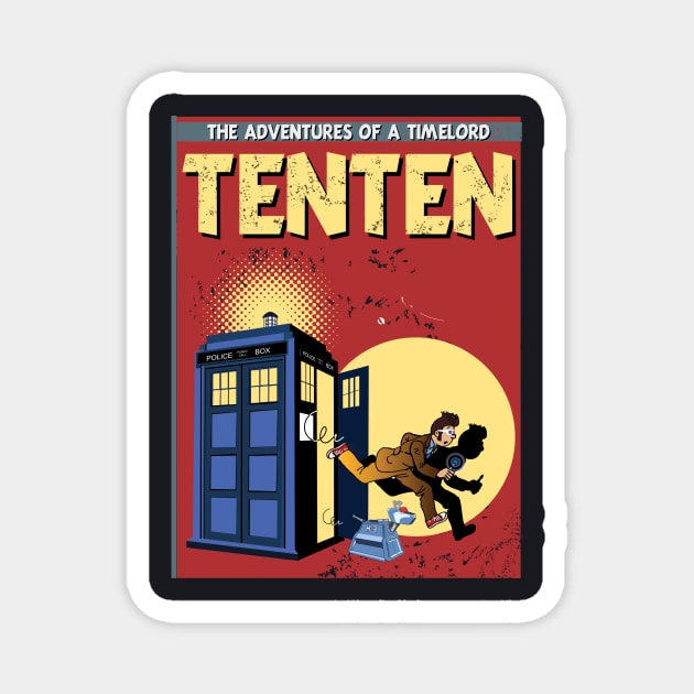 TENTEN THE ADVENTURES OF A TIMELORD VINTAGE COMIC COVER Magnet by KARMADESIGNER T-SHIRT SHOP