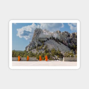 Monks at Mount Rushmore National Memorial Magnet