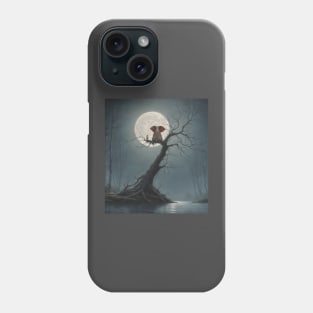 elephant and dog sitting on a tree and looking at the moon Phone Case