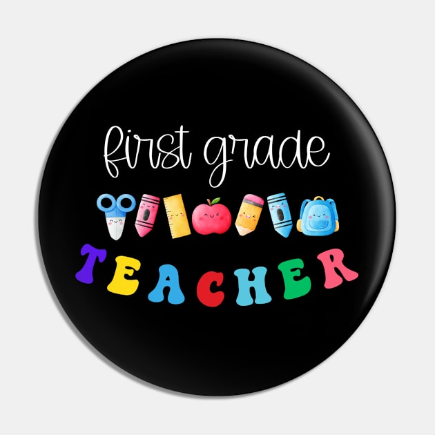 First Grade Teacher Shirt Pin by TeeShop Designs