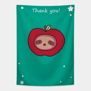 Thank You - Sloth Apple Face Tapestry