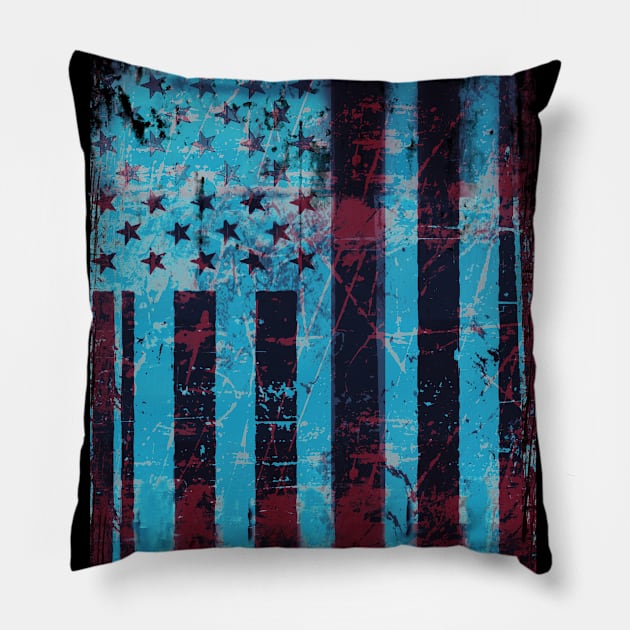 Distressed American Flag Pillow by Scar