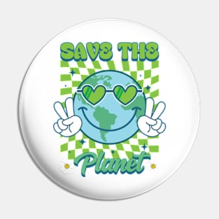 Save the Planet Hippie Smile Face Teacher's Earth Day Pin