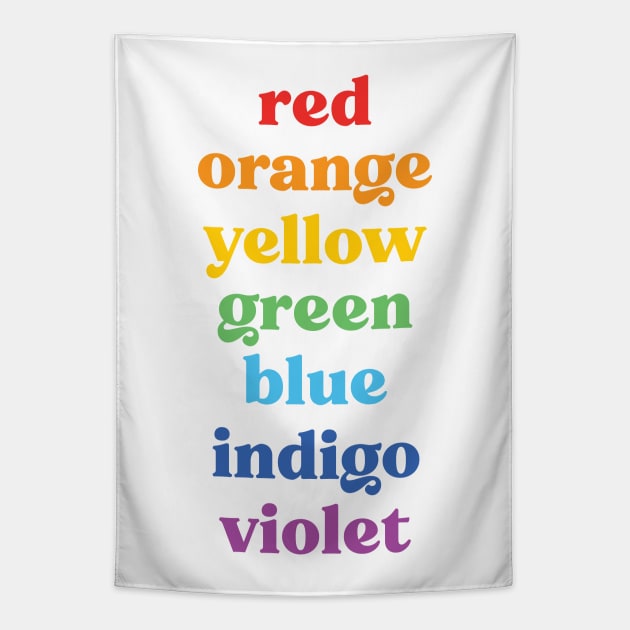 Pride Rainbow Colors Words Retro 70s Style Tapestry by Inogitna Designs