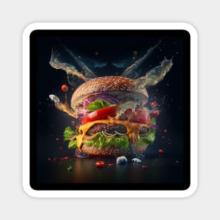 Delicious Cheeseburger with lettuce, onion, and tomato created for burger lovers Magnet