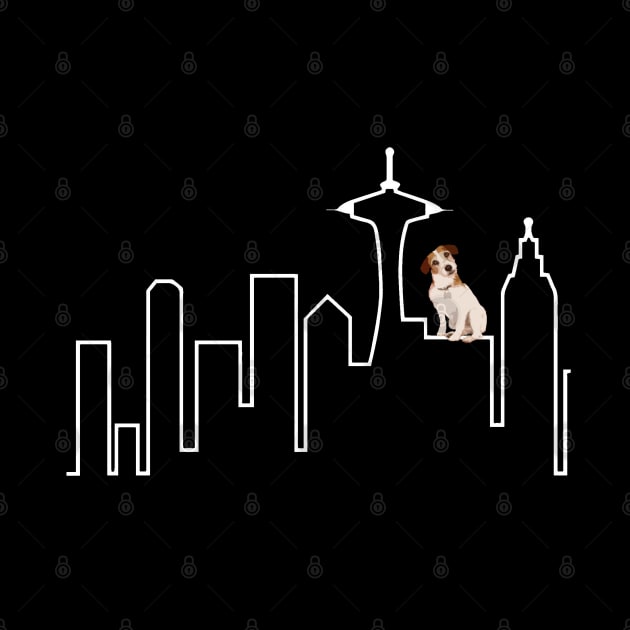 Seattle Skyline Frasier 90s Cute Dog by BarryJive