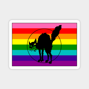 Black Cat LGBTQ Pride Flag (Retro 8) Magnet