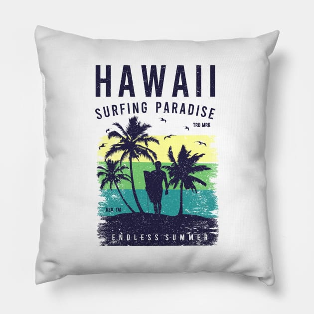 Hawaii Surfing Pillow by kani