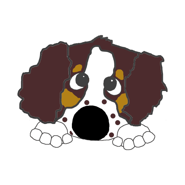 english springer spaniel liver white tan peeking cartoon by Wanderingangel