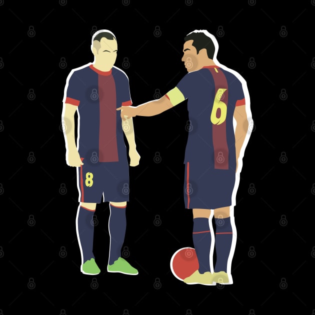 Xavi & Andres Iniesta Barcelona Midfield Duo Maestro by Jackshun