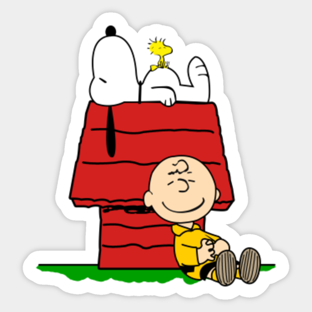 Snoopy Woodstock and Charlie Brown take a nap - Snoopy - Sticker