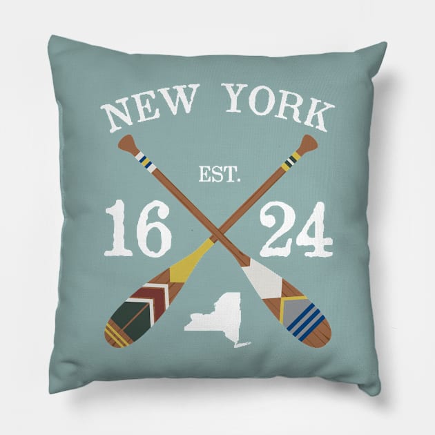 Paddle New York, NY Lake Life Painted Oars Pillow by GreatLakesLocals