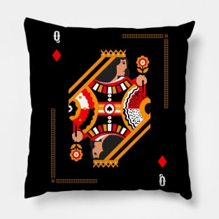 Queen of Diamonds - Poker Card Design Pillow