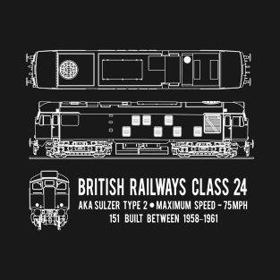 British Railways Class 24 Locomotive Blueprint Diagram Gift T-Shirt