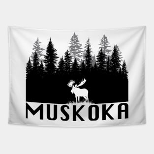 Muskoka and Moose (Black Lettering) Tapestry