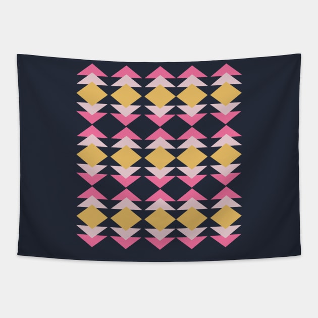 Pink and Amber Geometric Shapes Quilt Design Tapestry by ApricotBirch