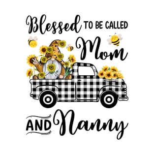 Blessed To Be Called Mom And Nanny Gnomes Sunflowers T-Shirt