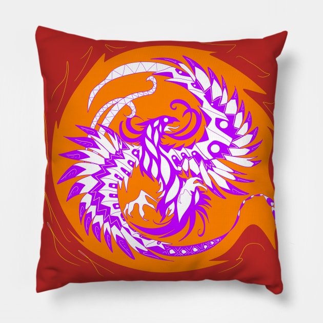 phoenix in pink flames ecopop pattern Pillow by jorge_lebeau