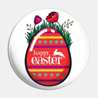 Happy Easter day. Red Easter Egg Pin