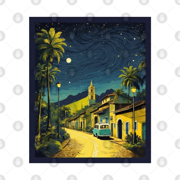 Pernambuco Brazil Starry Night Vintage Tourism Travel Poster Art by TravelersGems