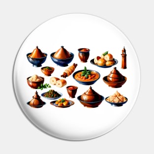 Moroccan Cuisine Food Kitchen in vibrant vector style Pin