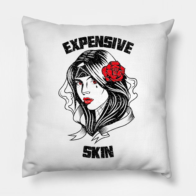 Expensive Skin Girl With A Rose Tattoo Lover Pillow by Nirvanibex