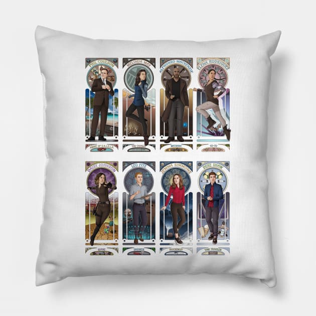 Art Nouveau - Agents of SHIELD Full Team Pillow by eclecticmuse