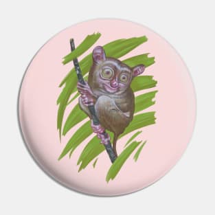 Enchanting Tarsier in Lush Greenery - Adorable Wildlife Art Pin