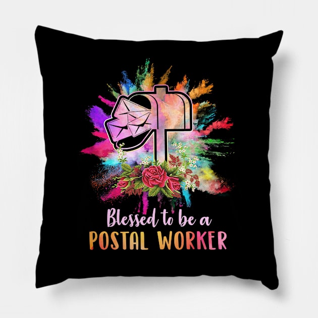 Blessed To Be A Postal Worker Pillow by janayeanderson48214