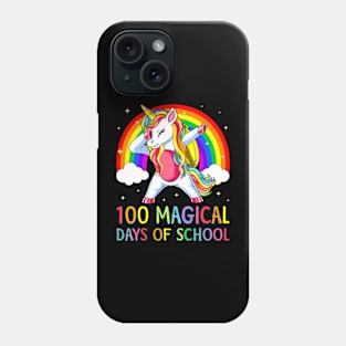 Happy 100th Day Of School Unicorn 100 Magical Days Rainbow Phone Case