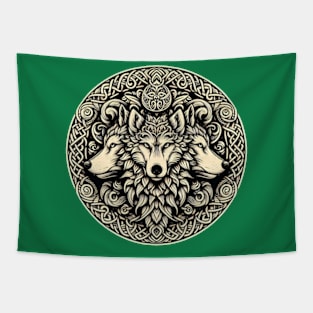 Celtic Wolf Mandala Tapestry