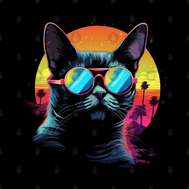 Retro Wave Abyssinian Cat Shirt by Miami Neon Designs