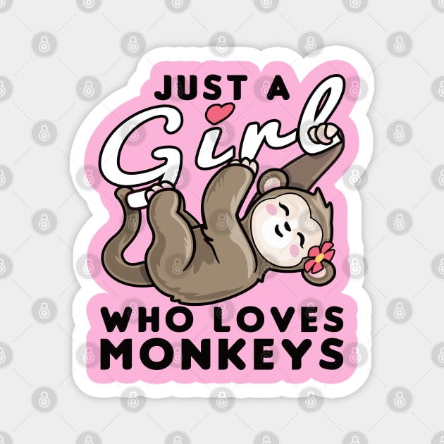 Girl who loves monkeys Magnet by PnJ