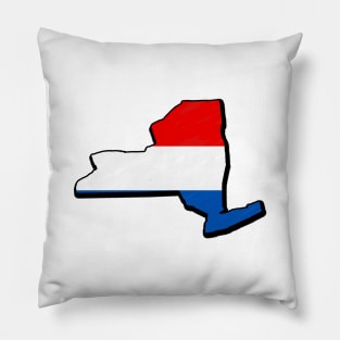 Red, White, and Blue New York Outline Pillow