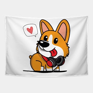 cute corgi by the chest Tapestry