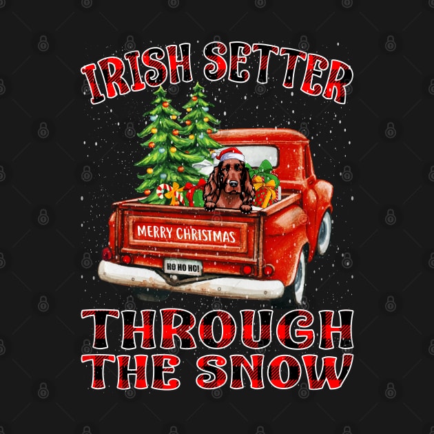 Christmas Irish Setter Through The Snow Dog Santa Truck Tree by intelus