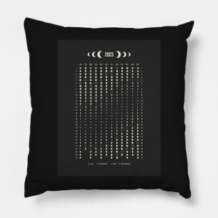 Black and White Moon Phases Calendar 2023 USA Pillow