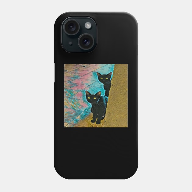 TWO CATS BLACK Phone Case by CATUNIVERSE