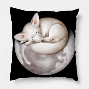 Cute arctic fox sleeping on the moon. Pillow