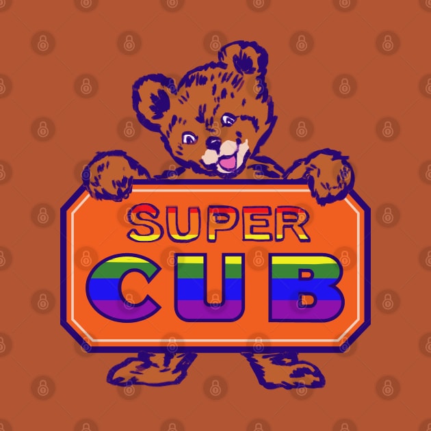 piper cub metal sign plate but super gay / super cub rainbow pride flag by mudwizard