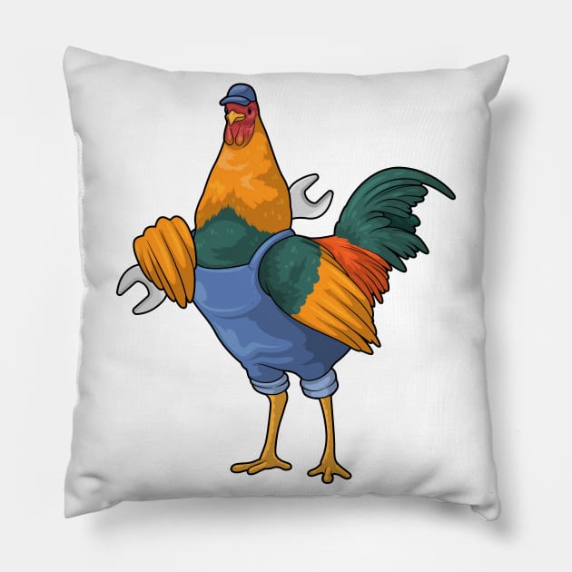 Rooster Mechanic Tool Pillow by Markus Schnabel