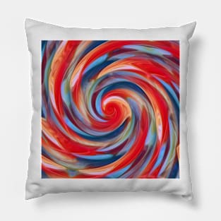 shades of blue scarlet and red spiral design Pillow