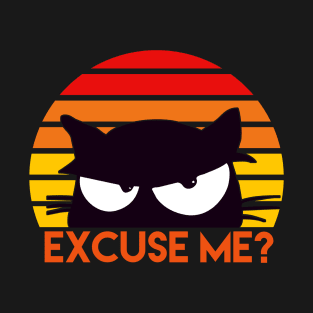 Excuse Me? Funny Retro Vintage Sunset Cat Lovers T-Shirt