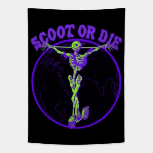 Scoot or Die - Retro Y2K 2000's Scooter Nostalgia Purple Green Tapestry