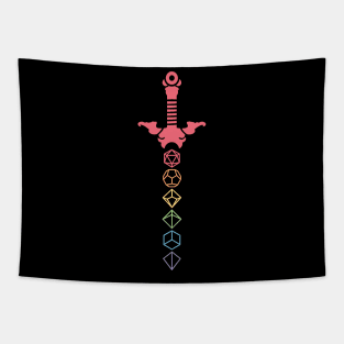 Polyhedral Rainbow Dice Sword Tapestry