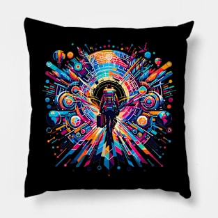 Vibrant Journey: Colorful Digital Nomad Pillow