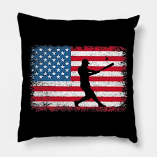 American Flag Baseball Team Pillow