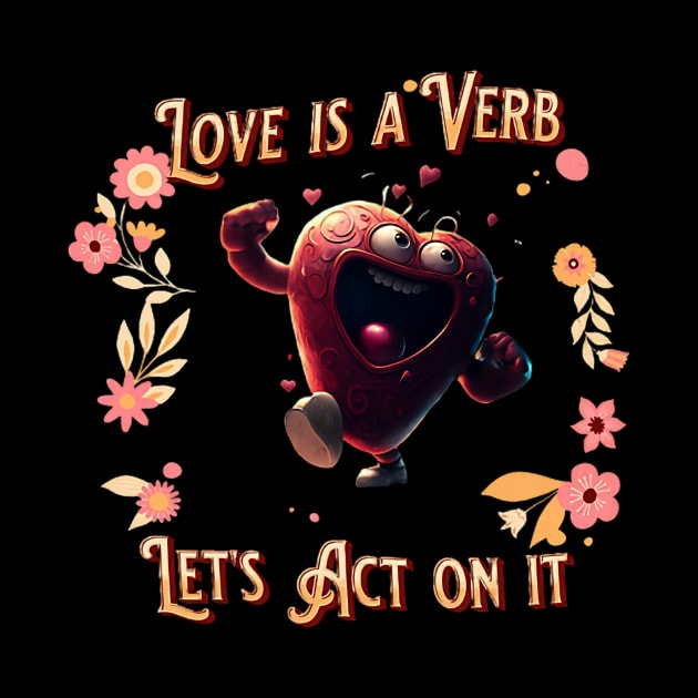 Love is a verb - happy dancing heart - valentine's day special by Epic Works