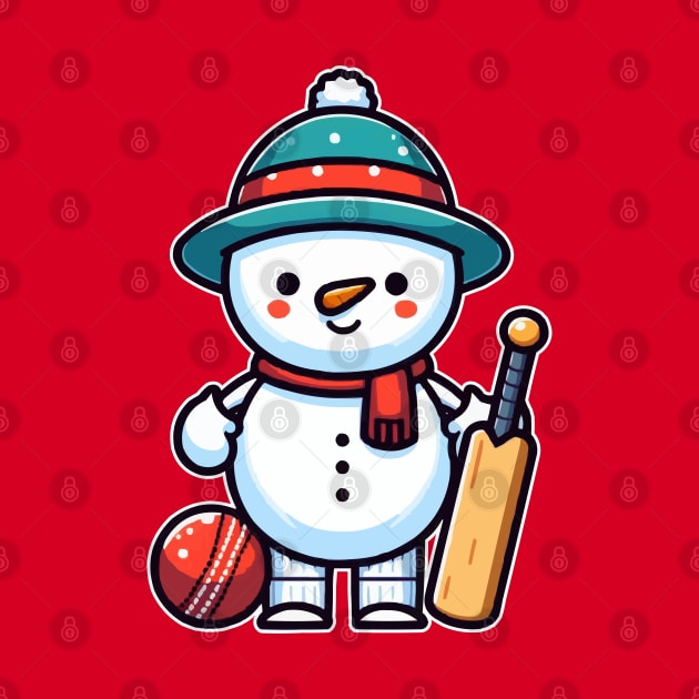 cute Snowman as a cricketer by fikriamrullah